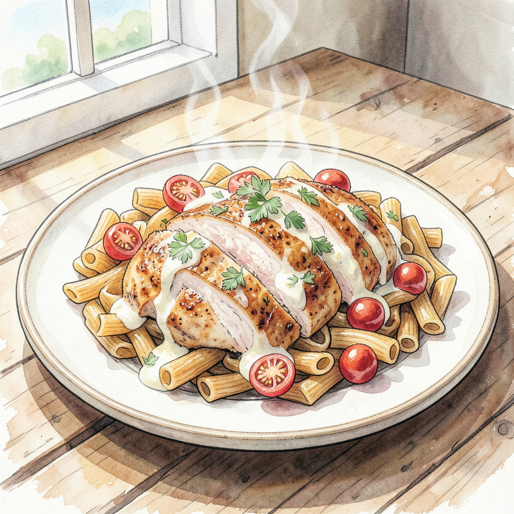 Chicken Rigatoni Recipe: Garlicky Cream Sauce With Al Dente Pasta Tubes ...